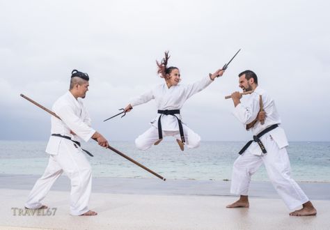 Kobudo on Toyosaki Beach, Okinawa, by Chris Willson Photography || source: https://travel67.wordpress.com/2015/01/07/kobudo-on-toyosaki-beach-okinawa/ Karate Dojo, Karate Classes, Martial Arts Instructor, Bo Staff, Karate Martial Arts, Endurance Training, Youth Programs, Getting Back In Shape, Training Gear