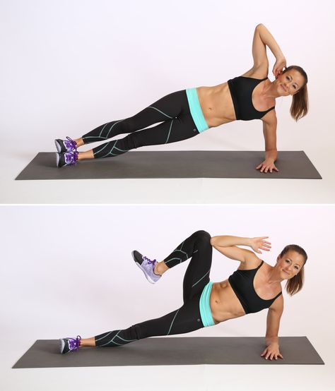 Side-Plank Crunch Fit Abs, 10 Minute Workout, Side Plank Crunch, Plank Variations, Side Crunches, Lower Ab Workouts, Fitness Abs, Fall Fashions, Side Plank