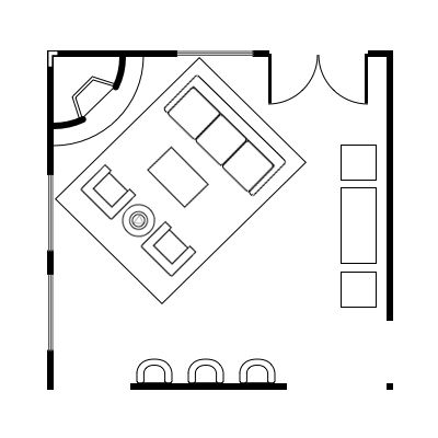 Floor plan layout with corner fireplace Square Living Room, Corner Fireplace Living Room, Family Room Layout, Dining Room Layout, Fireplaces Layout, Living Room Plan, Living Room Layout, Small House Interior Design, Living Room Furniture Layout