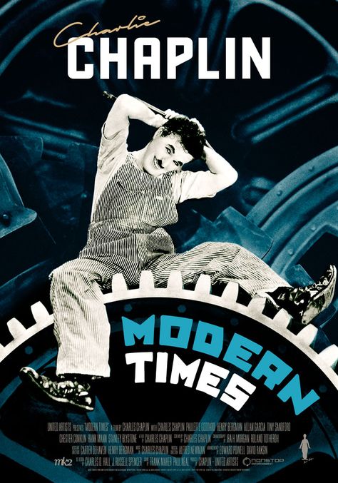 Charlie Chaplin Modern Times, Charlie Chaplin Movies, Paulette Goddard, Charles Chaplin, Entertainment Logo, Classic Movie Posters, Movie Posters Design, Entertainment Design, Film D'animation