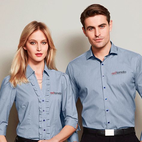 Corporate Shirts Uniform, Work Uniform Ideas Workwear, Corporate Uniforms Offices, Uniform Ideas Staff, Staff Uniform Ideas, Uniform Design Staff Office, Company Uniform Design, Front Office Uniform, Corporate Uniform Design