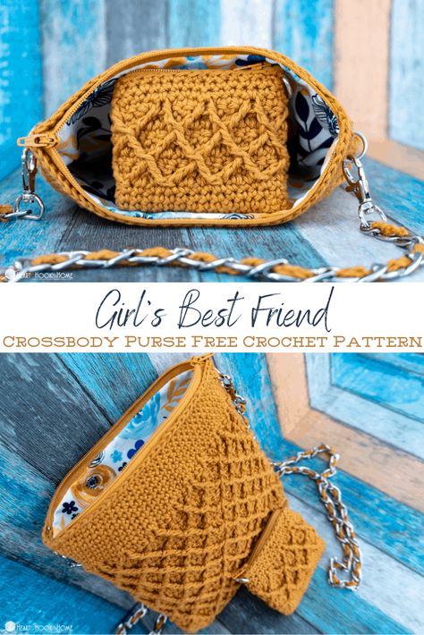 This crossbody purse free crochet pattern is simply divine. There is a child size, an adult size, and there is even a matching coin purse! Free Crossbody Bag Crochet Pattern, Crochet Purse With Zipper Pattern Free, Crochet Crossbody Bags Free Patterns, Crochet Backpack Purse Pattern Free, Crochet Bags Pattern Free, Crossbody Crochet Bag Pattern Free, Knit Purse Patterns Free, Crochet Coin Purse Free Pattern, Crochet Heart Purse