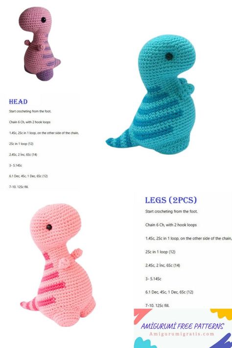 Amigurumi Dinosaur Tirex Free Pattern - Amigurumi Pattern Amigurumi Patterns, Cute Dinosaur Crochet Pattern, Timothy The T Rex Free Pattern, Crochet Dinosaur Amigurumi Free Pattern, Crochet Trex Dinosaur, Free Dinosaur Amigurumi Patterns, Worsted Weight Amigurumi Patterns, T Rex Free Crochet Pattern, Trex Amigurumi Free Pattern