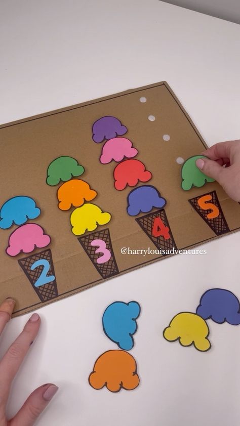harrylouisadventures on Instagram: Creating Our Ice Cream Counting Activity 👉🏻Follow @harrylouisadventures for fun learning activities 🍦 Can you count the scoops of ice… Ice Cream Counting, Flower Diy Paper, Math Activities For Toddlers, Playgroup Activities, Ice Cream Easy, Number Activities Preschool, Easy Math Activities, Scoops Of Ice Cream, Counting Activities Preschool
