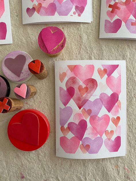 Art Activism, Homemade Stamps, Foam Stamps, Craft Foam, Preschool Valentines, Handmade Stamps, Homemade Valentines, Valentines Art, Stamp Making