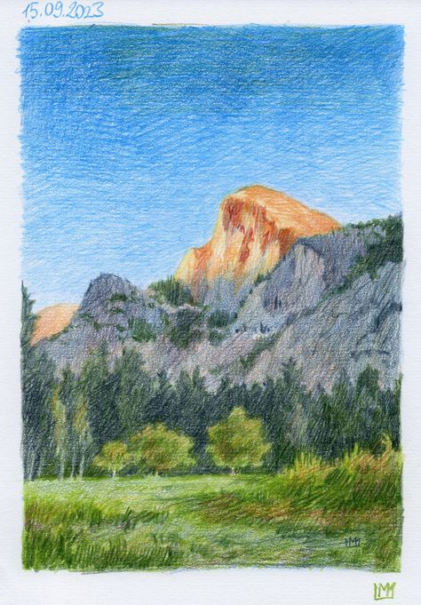 Artist: marjaz Sketch, sketchbook, coloured pencils, landscape Croquis, Colour Pencil Art Landscapes, Landscape Pencil Drawings, Color Pencil Sketch, Colored Pencil Artwork, Landscape Sketch, Art Pencils, Pencil Painting, Sketchbook Art Journal