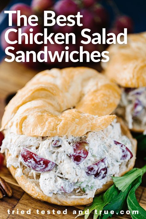 Chicken Salad Sandwiches - Tried Tested and True Costco Chicken Salad, Cold Chicken Salads, Chicken Salad Croissant, Chicken Salad Sandwiches, Best Chicken Salad Recipe, Costco Rotisserie Chicken, Homemade Chicken Salads, Chicken Salad Sandwich Recipe, Chicken Salad With Grapes