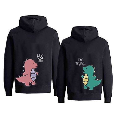 PRICES MAY VARY. 60% Polyester, 40% Cotton Imported Pull On closure Machine Wash 👀Packaging content: Our hoodie is sold in one piece, please choose the color and style in the color tab. 🥰 High quality: Cute dinosaur couple hoodie,made of high-quality cotton and polyester. No shrinkage and not hard,Very comfortable to wear this hoodie. The fabric of this hoodie is thick and keep you warm in winter. 😍 Easy care:Machine wash inside-out as colors and you can dry with low heat in dryer. Absolutely Dinosaur Couple, Matching Couples Sweatshirts, Her King, Matching Hoodies, Couple Hoodie, Couples Sweatshirts, Matching Couple, Funny Outfits, Couples Hoodies