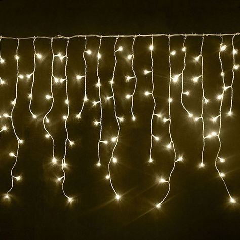 Outdoor warm white LED icicle Christmas lights Natal, Christmas Indoor Lights, Christmas Lights White, Fairy Lights Decoration, Icicle Lights Outdoor, Led Lights Christmas, Led Icicle Lights, Icicle Christmas Lights, White Fairy Lights