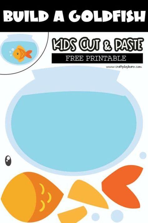 Fish Tank For Kids, Fish Art Project, Ocean Animals Preschool, Fish Paper Craft, Printable Build, Fish Printables, Early Years Teacher, Goldfish Art, Paper Craft For Kids