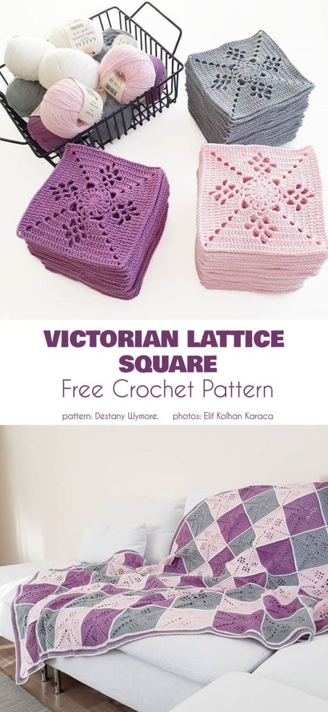 25 Best Free Crochet Blanket Patterns - Your Crochet Crochet Pattern Squares Free, Free Crochet 12 Inch Square Pattern, Victorian Lace Square Crochet Pattern, Front Post Crochet Patterns, 8 Inch Crochet Squares, Crochet Free Patterns Granny Square, Different Crochet Squares, Victorian Granny Square, Crochet Squares Blanket Patterns