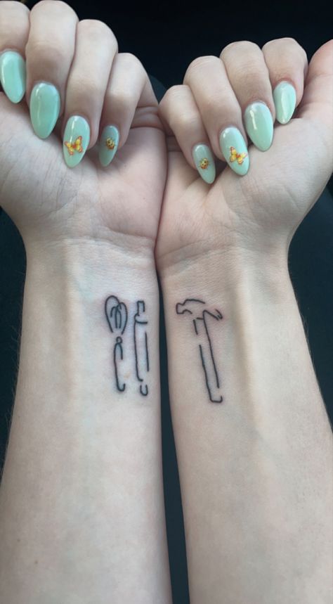 Tiny Hammer Tattoo, Small Hammer Tattoo, Hammer Tattoo Small, Biscuit Tattoo, Measure Tattoo, Whisk Tattoo, Pin Tattoo, Hammer Tattoo, Button Tattoo