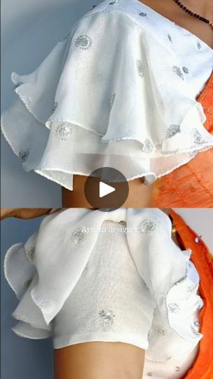 Manche, Couture, Layered Sleeves Blouse, Sleeve Ideas For Blouses, How To Stitch Sleeves, Blouse Sewing Tutorial, Layer Hands Blouse Designs, Bell Hands Blouses, Blouse Designs Hands