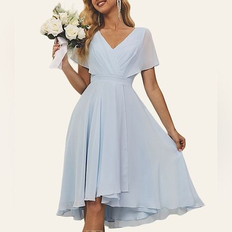 Chiffon Light Blue Dress, Junior Bridesmaid Dresses Light Blue, Blue Wedding Theme Bridesmaid Dresses, Light Blue Bridesmaid Dresses Short, Cornflower Blue Bridesmaid Dresses, Baby Blue Bridesmaid, Ice Blue Bridesmaid Dress, Baby Blue Bridesmaid Dresses, Dreamy Romance