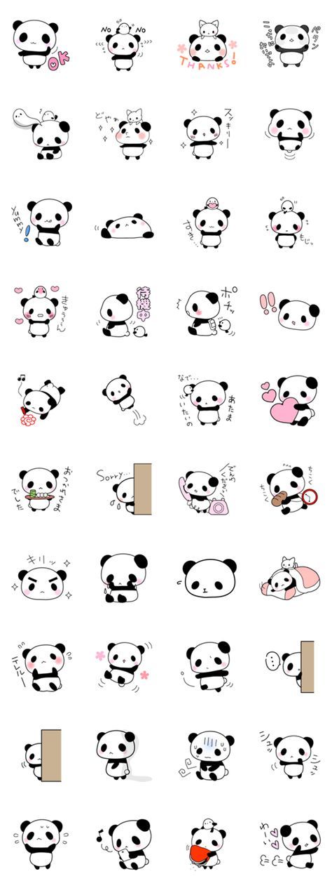 Panda Art Design, Cute Panda Drawing, Panda Stickers, Panda Kawaii, Panda Cute, Cute Easy Doodles, Panda Drawing, Panda Tattoo, Panda Art