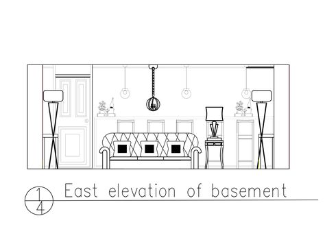 Elevation Drawing Interior, Living Room Elevation Drawing, Room Elevation, Living Room Elevation, Drawing Interior Design, Interior Design Vector, Floor Plan Symbols, House Paint Colors, Resturant Design