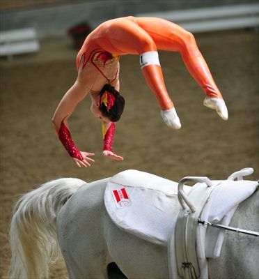 equestrian vaulting pro - i miss this so much, weight training is excellent and I'm definitely proud of myself but I miss vaulting and being around horses all the time. wish i could vault again <3 Equestrian Vaulting, Vaulting Equestrian, Horse Vaulting, Trick Riding, Gymnastics Dance, Equestrian Sports, Sport Horse, Equestrian Life, Horse Jumping