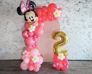 themilestonemarket - Etsy Helium Balloon Bouquet, Birthday Balloon Arch, Balloon Inspiration, Pink Balloon Garland, Oh Twodles, Balloon Arch Diy, Twodles Birthday, Minnie Mouse Balloons, Minnie Mouse Birthday Party Decorations