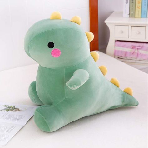 Stuffed Dinosaur, Kawaii Dinosaur, Dinosaur Plush Toy, Cute Squishies, Green Dinosaur, Dinosaur Plush, Seni 3d, T Rex Dinosaur, Animal Cute