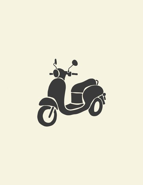 Vespa Scooter Tattoo, Scooter Tattoo, Vespa Drawing, Vespa Tattoo, Vespa Aesthetic, Vespa Vector, Scooter Illustration, Vespa Illustration, Scooter Drawing