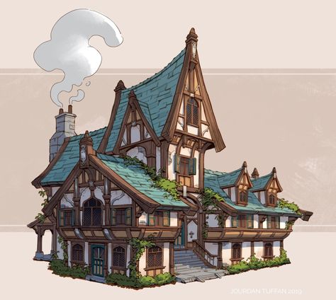Concept Art House, Casa Fantasy, Medieval House, Fantasy Town, Minecraft Medieval, Medieval Houses, Building Concept, Minecraft Architecture, Building Art