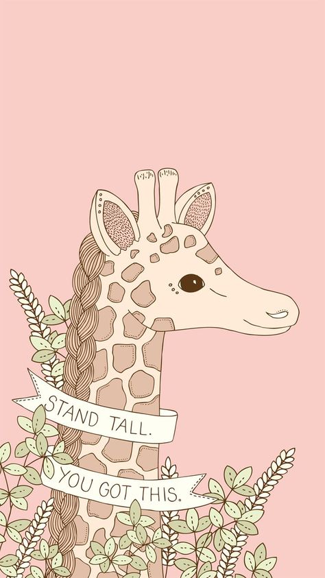 Stand Tall iPhone Wallpapers by Emma Margaret Art And Illustration, Giraffe Wallpaper, Iphone 8 Wallpaper, Handwritten Type, Iphone Wallpapers Hd, Illustration Manga, Motiverende Quotes, Forest Wallpaper, Tumblr Wallpaper