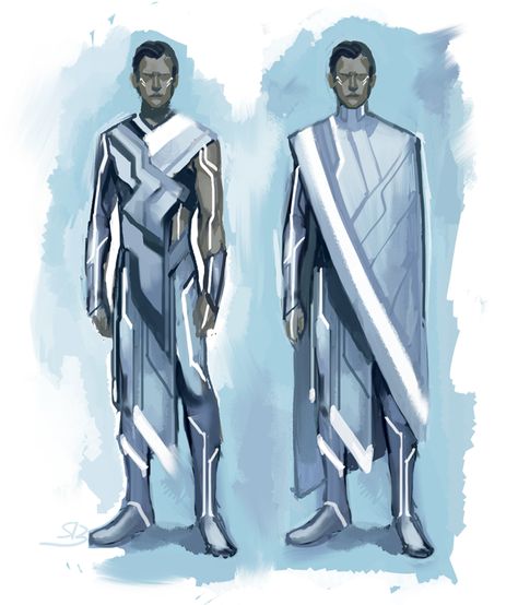 Tron Evolution Concept Art - Male Tumblr, Futuristic Outfit Concept Art, Futuristic Clothing Concept Art Male, Sci Fi Formal Wear, Futuristic Clothes Concept Art, Scifi Formal Wear, Futuristic Doctor Concept Art, Scifi Clothes Design, Tron Character Design