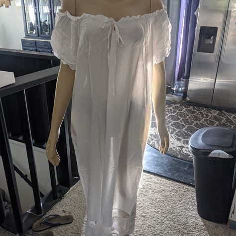 Off The Shoulder Victorian Nightgown, Very Light Weight & Comfy! Perfect Nightgown For Summer Victorian Pajamas, Night Wear For Women Sleep, Fantasy Nightgown, Sleeping Gown, Sleep Shirt Dress, Victorian Nightgown, White Nightgown, Mens Nightwear, Lounge Wear Set