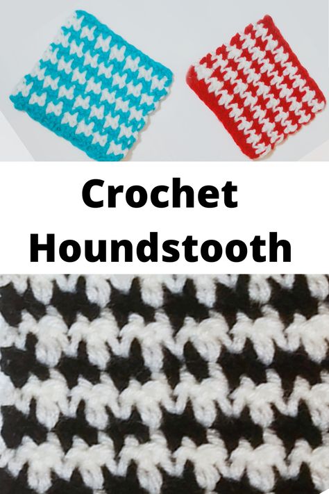 The crochet houndstooth is still popular to this day in tweed and wool fabrics. It is a two-tone pattern with abstract four-pointed shapes, most often in black and white.  This easy crochet houndstooth stitch is one is the simplest that I have found. We will be alternating single crochet and the double crochet stitch, then switching colors at the end of each row.  Free pattern include a video tutorial #crochetpatten #crochethoundstooth Amigurumi Patterns, Crochet Houndstooth, Handmade Crop Top, Crop Top Patterns, Classy Crochet, Top Patterns, Crochet Cross, Double Crochet Stitch, Crochet Stitches Tutorial