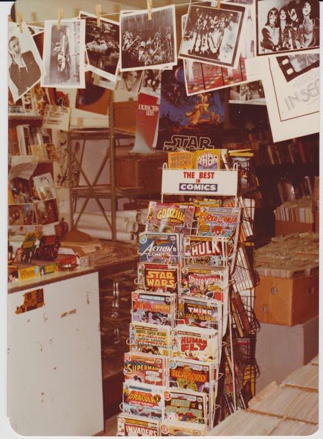 80s Comic Book Aesthetic, Comic Store Aesthetic, 1980s Bedroom, Comic Aesthetic, Comic Book Storage, Comic Book Shop, Comic Company, Comic Book Collection, Comic Book Store