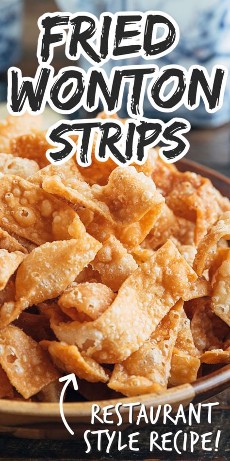 The Fried wonton strips served at Chinese-American restaurants are easy to make at home! With this recipe, you’ll get all the tips and tricks you need to make restaurant-quality crispy wonton chips for your next “takeout fakeout” dinner. #takeoutfakeout #wontons #chinesefood Fried Wonton, Wonton Wrapper Recipes, Easy Filipino Recipes, Wonton Chips, Sushi Recipes Homemade, Coleslaw Recipe Easy, Homemade Chinese Food, Crispy Wonton, Fried Wontons