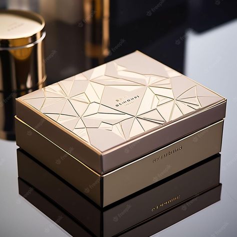 Premium AI Image | a box of perfume is on a table with a white and gold box. Luxury Box Design, Luxury Box Packaging, Box Wedding Invitations, Perfume Box, Diamond Necklace Set, Honey Jar, Gold Box, Luxury Boxes, Wood Boxes