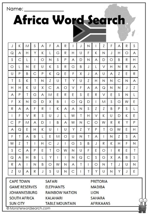 awesome Africa Word Search Upcycling, Sight Words, Africa Word Search, Kids Word Search, Free Printable Word Searches, Word Search Printables, Word Searches, Upcycling Ideas, 5th Grades