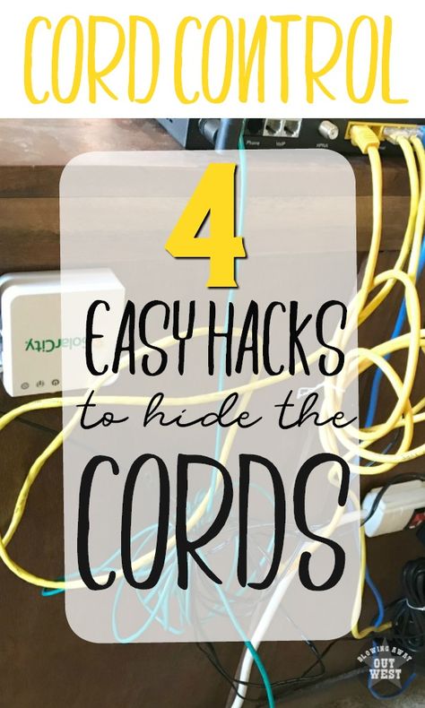 Cord Control 4 Easy Ways to Hide the Mess - Crafting Is My Therapy Ways To Hide Cords, Hiding Tv Cords On Wall, Hide Cords On Wall, Hide Computer Cords, Cable Management Diy, Hide Electrical Cords, Hide Tv Cords, Hide Tv Wires, Cord Hider