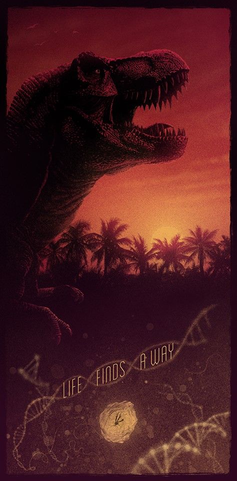 Jurassic Park "Life Finds A Way" by Poster Posse Jurassic Park T Rex Art, Jurassic Park Wallpaper, Jurassic World Wallpaper, Life Finds A Way, Jurassic Park Poster, Jurassic Park Series, Jurassic Park 1993, Jurassic Park Movie, Jurrasic Park