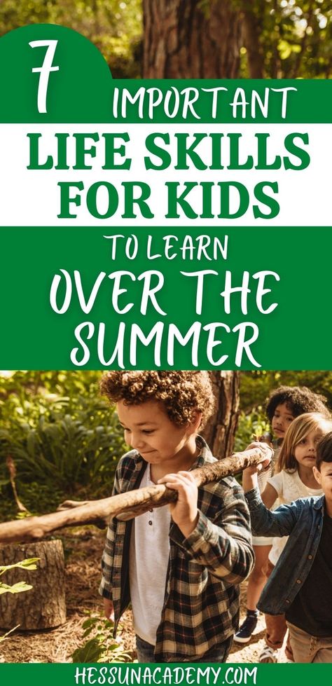 You don't have to work on math or history in order to have a summer of learning. This summer, teach your kids life skills! Essential life skills that kids need to learn include but are not limited to money management, cooking, sewing, etc. What basic skills will you teach your kids this summer? Life skills for kids include cooking, yard work, gardening, camping, sewing, financial literacy, and service. There are many life skills kids can learn while also enjoy fun summer activities for kids. Kids Life Skills, Life Skills For Kids, Fun Summer Activities For Kids, Teaching Kids Money, Summer Learning Activities, Summer Activities For Toddlers, Life Skills Kids, Learning Money, Skills For Kids