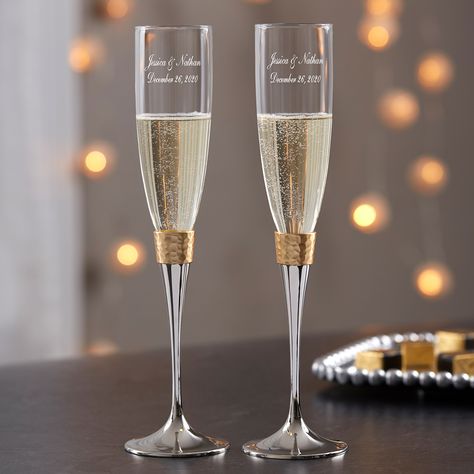 Engraved Champagne Flutes, Gold Champagne Flutes, Personalization Mall, Frugal Wedding, Stemless Champagne Flutes, Personalized Champagne Flutes, Wedding Champagne Glasses, Crystal Champagne Flutes, Decorated Wine Glasses