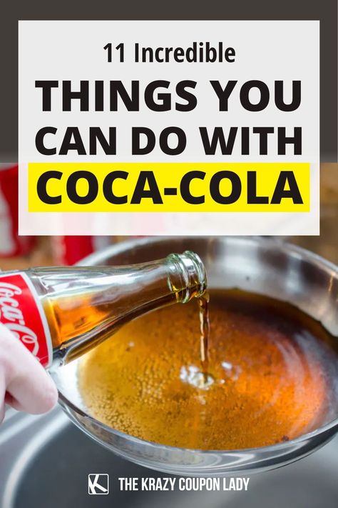 If you love Coca-Cola, you're going to be shocked at all the household hacks that give Coke a starring role. Coca-Cola can be used as an easy and cheap toilet cleaner, to clean old pennies and make them look brand new, clean eyeglasses, get burnt residue off of pots and pans, and even loosen stuck screws and bolts. The Krazy Coupon Lady has the home hacks, household cleaning tips, and money-saving solutions you are searching for! Crazy Pieces, Cleaning With Coke, Cleaning Burnt Pans, Clean Cookie Sheets, How To Clean Pennies, Clean Burnt Pots, Cocoa Cola, Clean Stove Top, Cleaning Oven Racks