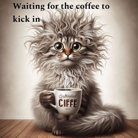 Waiting For The Coffee To Kick In Pictures, Photos, and Images for Facebook, Tumblr, Pinterest, and Twitter Humour, Morning Coffee Funny, Cute Cat Quotes, Good Morning Cat, Morning Coffee Images, Funny Day Quotes, Happy Day Quotes, Good Morning Funny Pictures, Funny Coffee Quotes