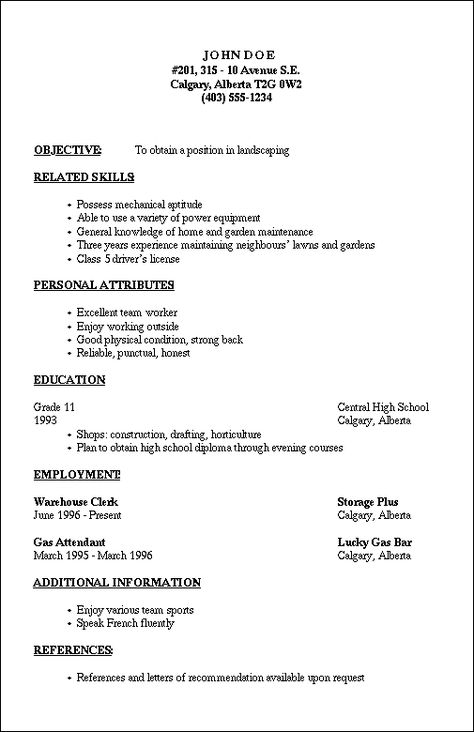 Simple Resume Sample, Basic Resume Format, Simple Resume Examples, Basic Resume Examples, Simple Resume Format, Resume Outline, Job Resume Format, College Project, Resume References