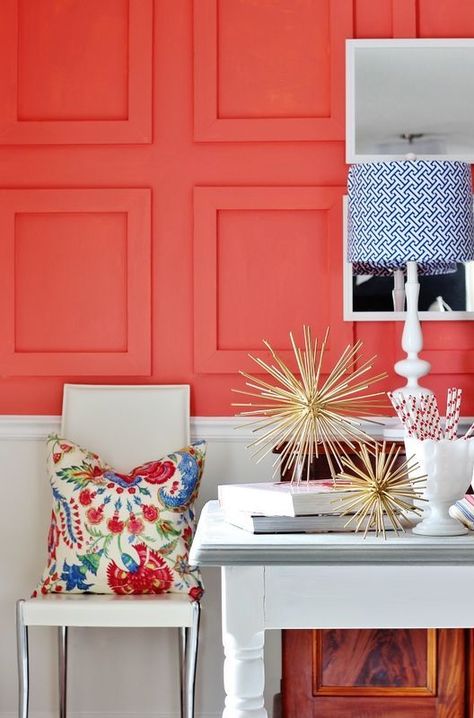 Sherwin Williams Quite Coral, Coral Reef Sherwin Williams, Sw Coral Paint Colors, Sw Coral Reef, Sherwin Williams Coral Reef, Coral Painted Walls, Coral Paint Colors, Coral Living Rooms, Coral Paint