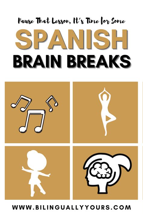 Brain Breaks Elementary, Spanish Teacher Classroom, Elementary Spanish Lessons, Spanish Teacher Resources, Spanish Learning Activities, Spanish Sentences, Teaching Lessons Plans, Spanish Classroom Activities, Spanish Games