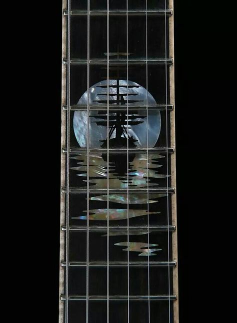 Wow! That's some serious artistry.....and yet playable. Fretboard Inlay, Vintage Guitars Acoustic, Guitar Inlay, Guitar Fretboard, Guitars Acoustic, The Black Pearl, Guitar Room, Custom Electric Guitars, Guitar Finishing