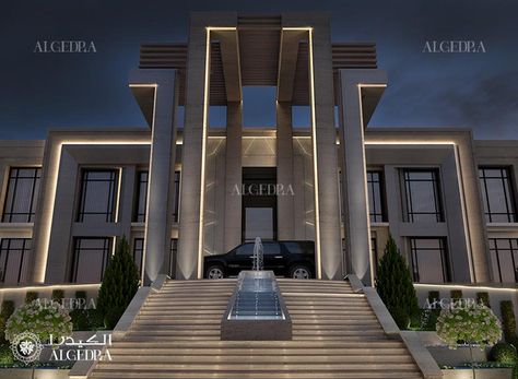 Modern palace entrance design Modern Palace Design, Luxury Home Entrance, Villa Facade Design, Modern Palace, Entrance Home Decor, Luxury Houses Entrance, Palace Design, Entrance Home, Contemporary Architecture Design