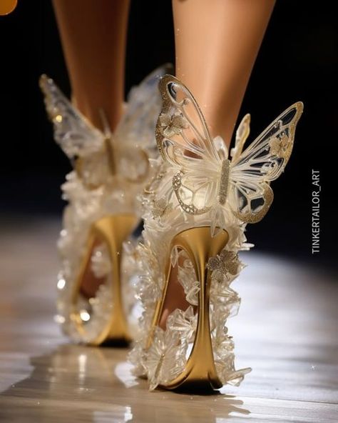 Haute Couture, Cool Shoes Heels, Moth Shoes, Dreamy Heels, Butterflies Decorations, Cool Heels, Fairy Heels, Whimsical Shoes, Butterfly Clothes