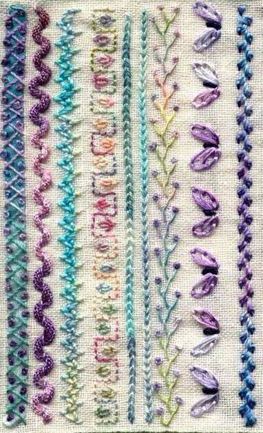 Patterns For Embroidery, Crazy Quilts Patterns, Crazy Quilt Stitches, Embroidery Stitches Beginner, Embroidery Sampler, Basic Embroidery Stitches, Hand Embroidery Tutorial, Embroidery Stitches Tutorial, Pola Sulam