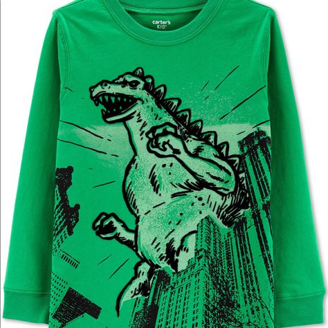 Dinosaur Tshirt, Carters Size Chart, Kids Clothes Sale, Halloween Long Sleeve, Cotton Long Sleeve Shirt, Long Sleeve Tee Shirts, Boys Long Sleeve, Dinosaur Print, Jersey Tee