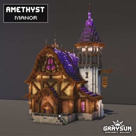 Minecraft Fantastic House, Minecraft House Ideas Castle, Crystal House Minecraft, Cute Witch House Minecraft, Minecraft Fantasy Wall Designs, Minecraft Fortune Teller, Space House Minecraft, Cute Minecraft Fantasy House, Magic Minecraft Houses