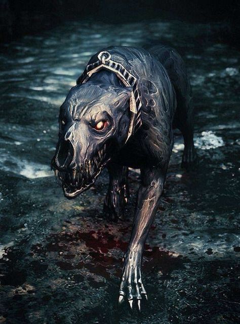 Demon dog Skyrim Dawnguard, Hell Hound, Demon Dog, Figurative Kunst, Elder Scrolls Art, Elder Scrolls Skyrim, Dog Breath, Horror Monsters, Cool Monsters