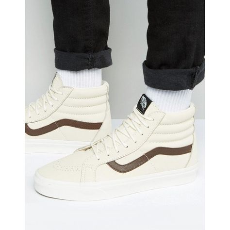 Vans Sk8-Hi Reissue Sneakers In Beige VA2XSBLYT ($115) ❤ liked on Polyvore featuring men's fashion, men's shoes, men's sneakers, beige, mens lace up shoes, vans mens shoes, mens high top shoes, beige mens dress shoes and mens high top sneakers Vans Sneakers Men, Mens High Top Sneakers, Beige Trainers, Beige Vans, Vans Sk8 Hi Reissue, Mens High Top Shoes, Men's High Top Sneakers, Shoes Beige, Van Doren